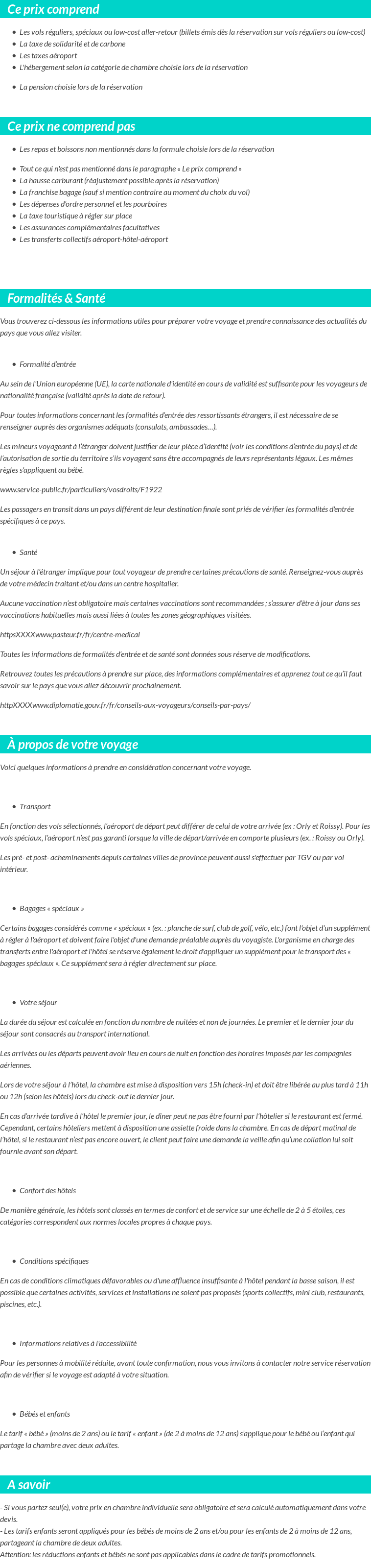 Conditions tarifaires