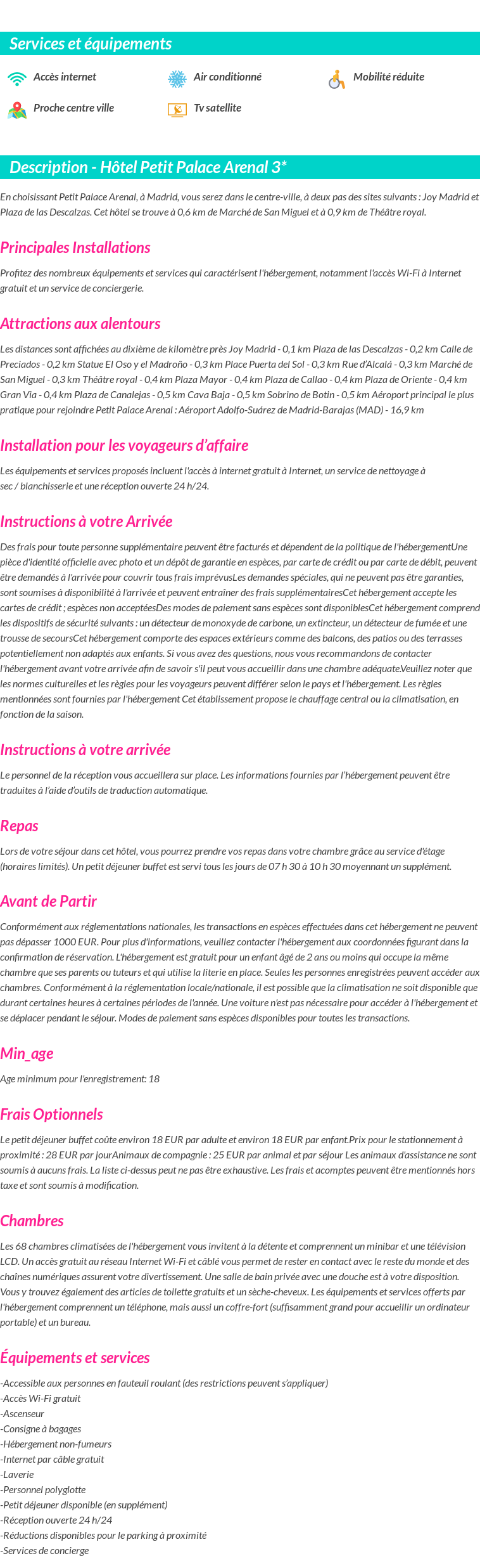 Détails du séjour