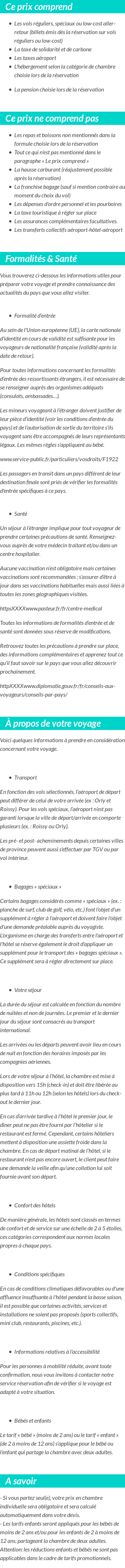 Conditions tarifaires