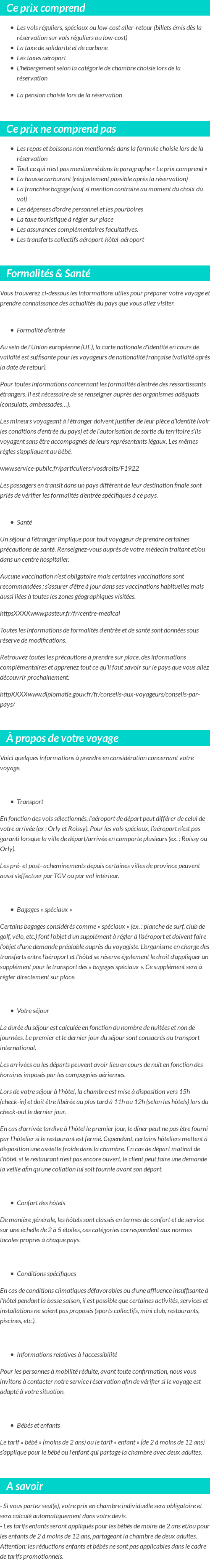 Conditions tarifaires