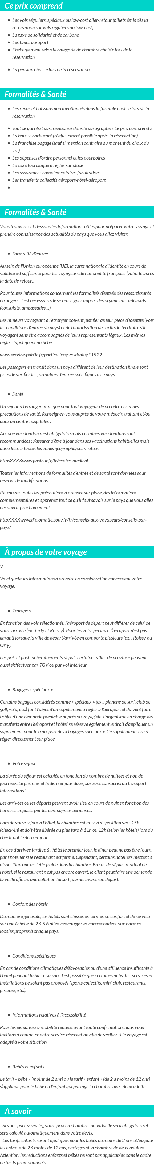 Conditions tarifaires