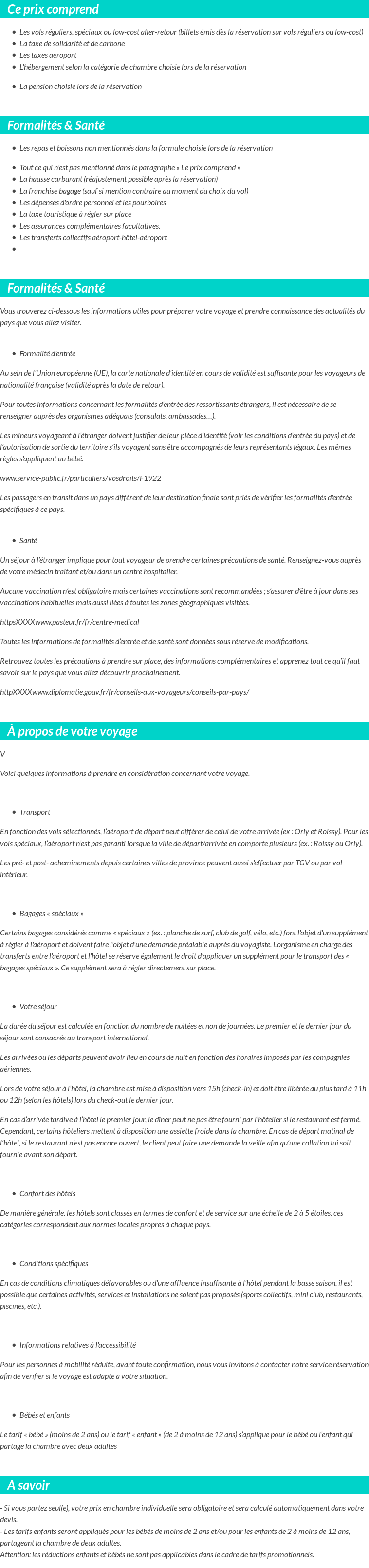 Conditions tarifaires