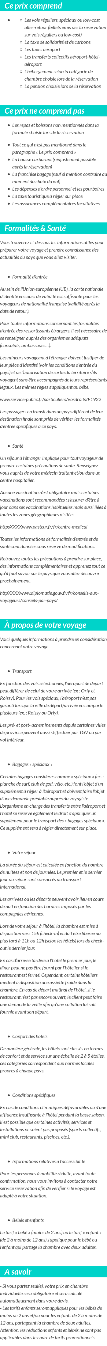 Conditions tarifaires