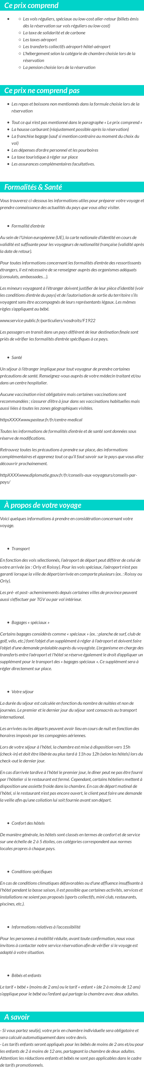 Conditions tarifaires