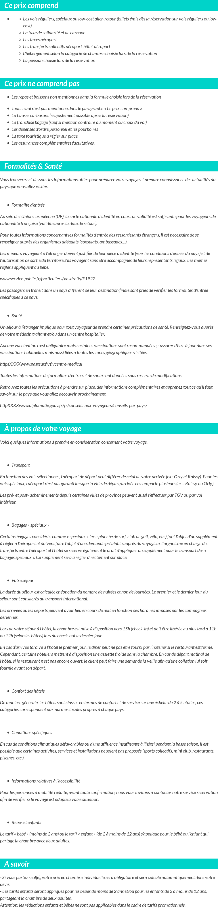 Conditions tarifaires