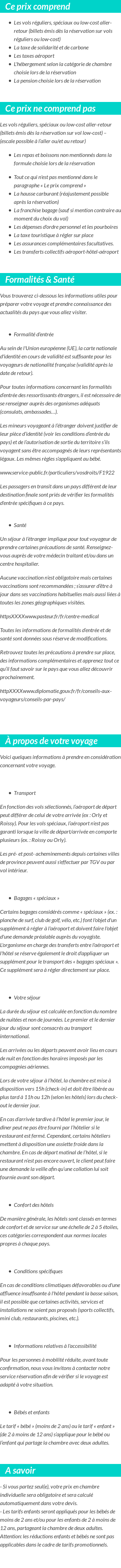 Conditions tarifaires
