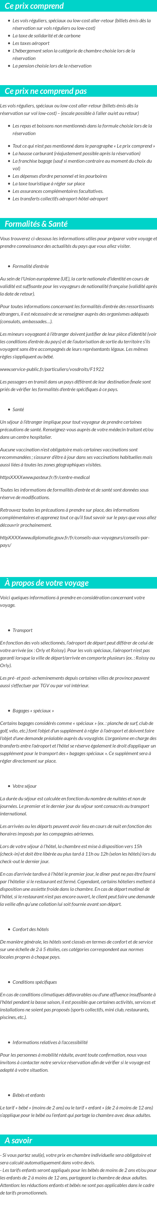 Conditions tarifaires