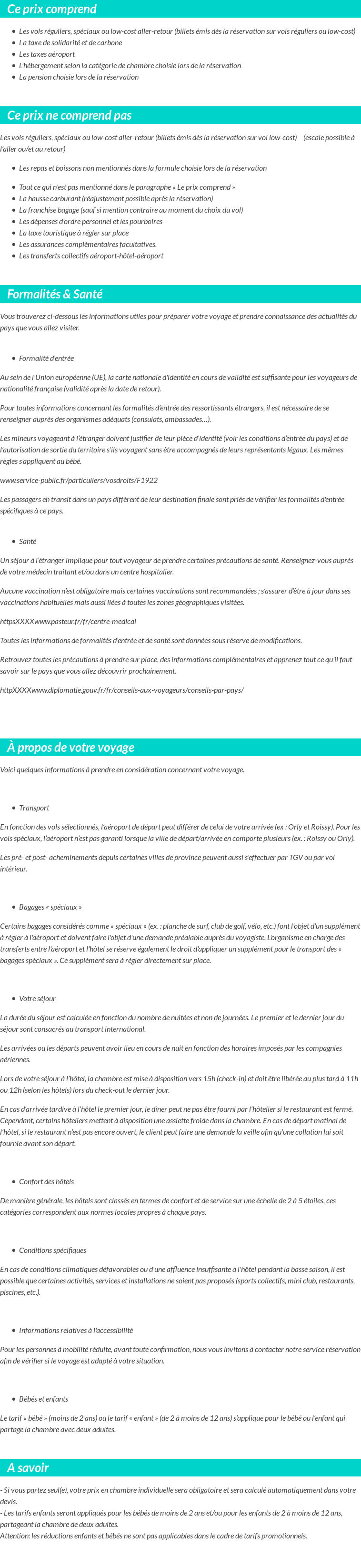 Conditions tarifaires
