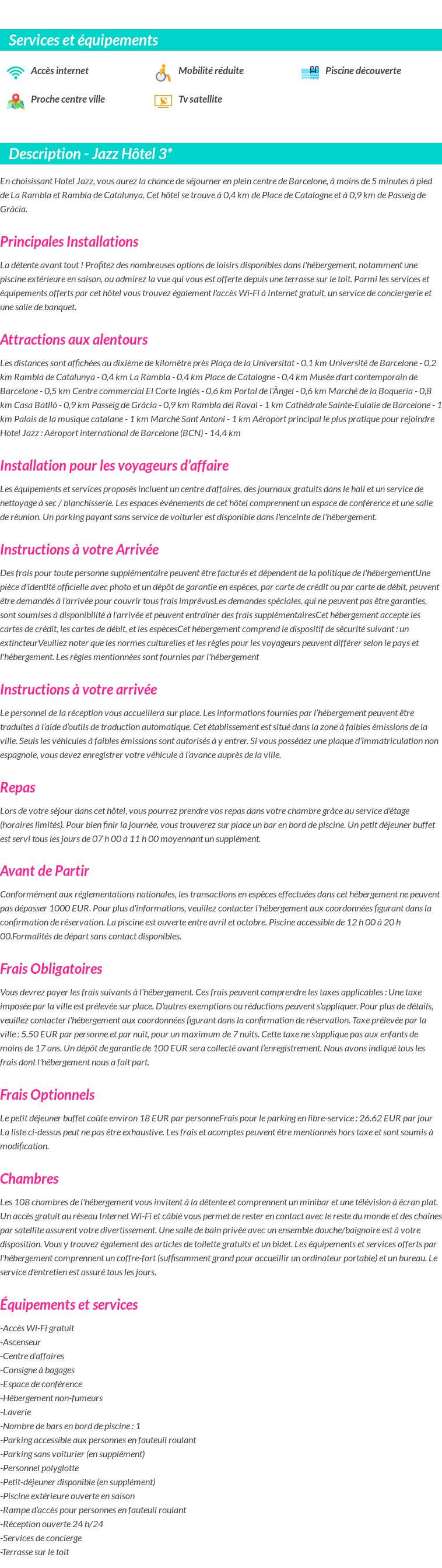 Détails du séjour