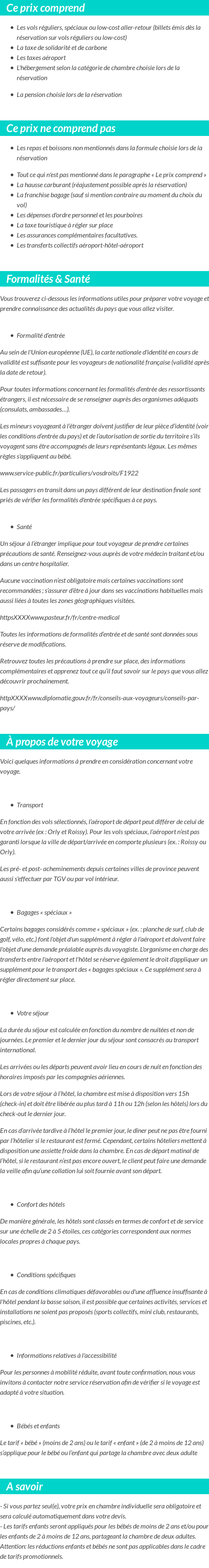 Conditions tarifaires