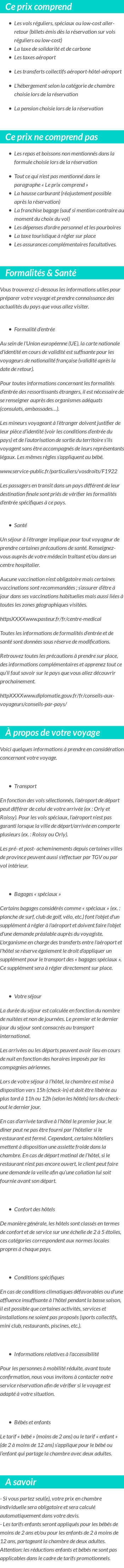 Conditions tarifaires