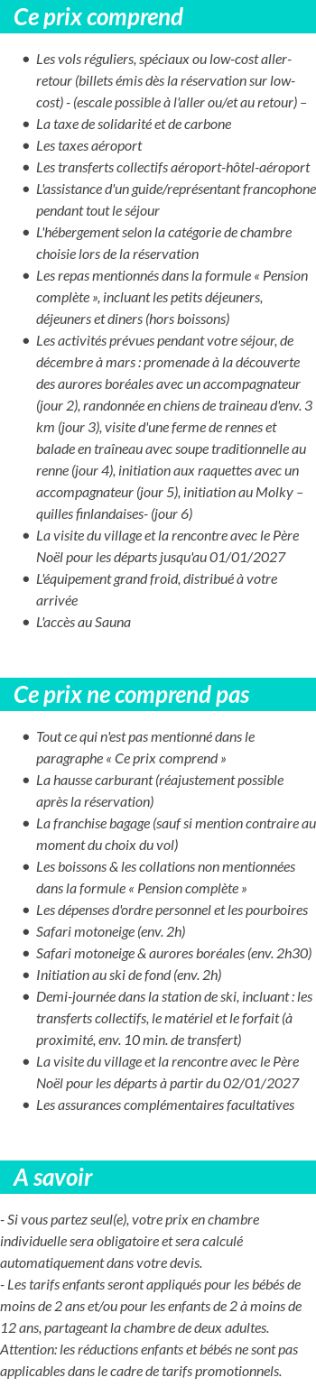 Conditions tarifaires