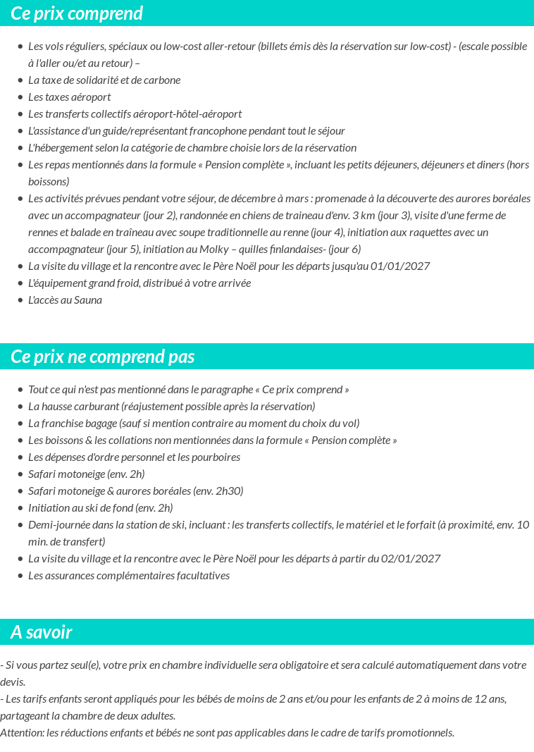 Conditions tarifaires