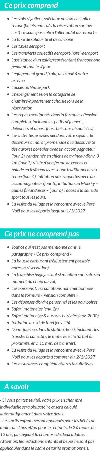 Conditions tarifaires
