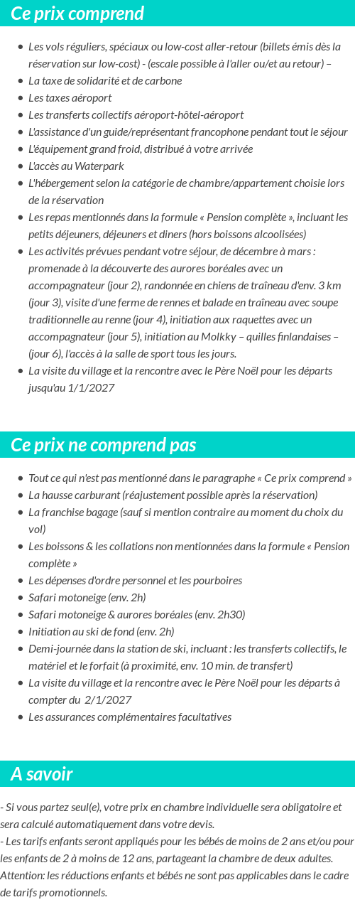 Conditions tarifaires