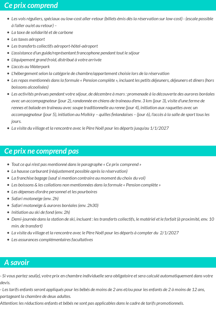 Conditions tarifaires