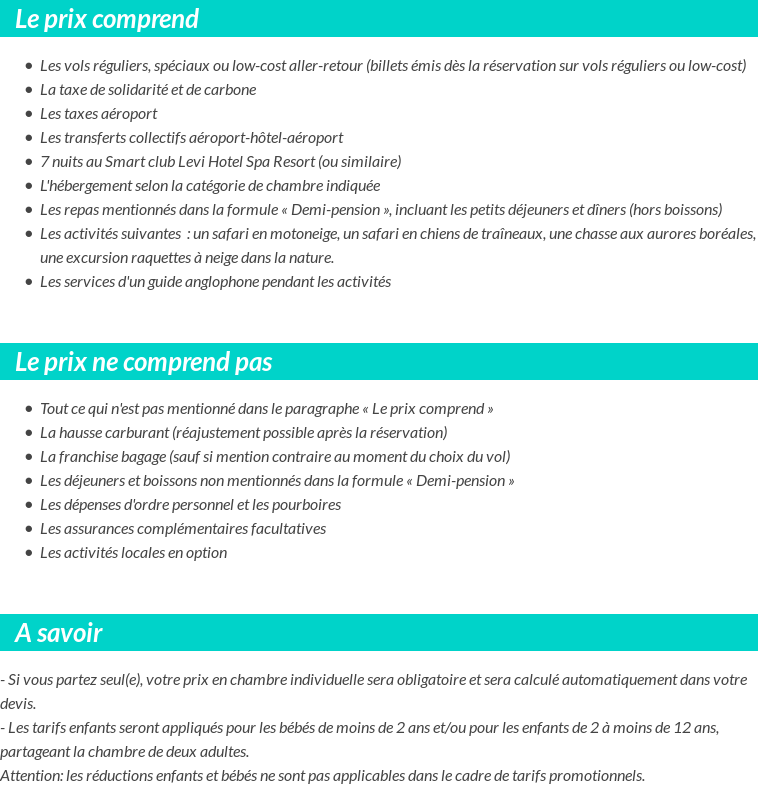 Conditions tarifaires