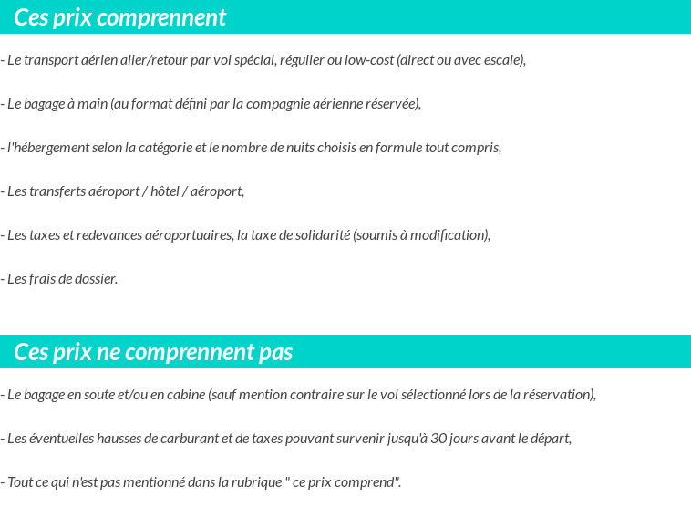 Conditions tarifaires