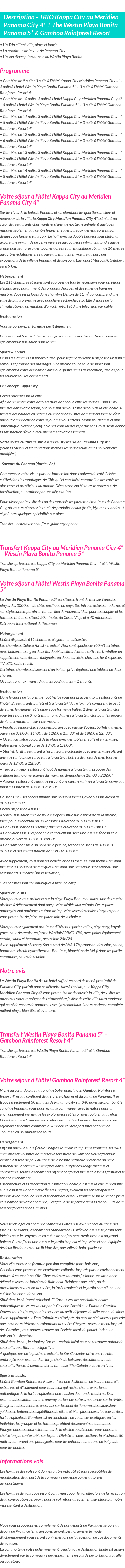 Détails du séjour