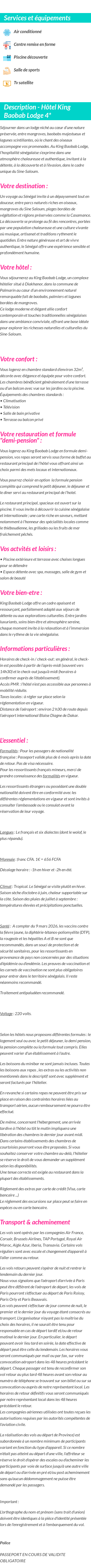 Détails du séjour