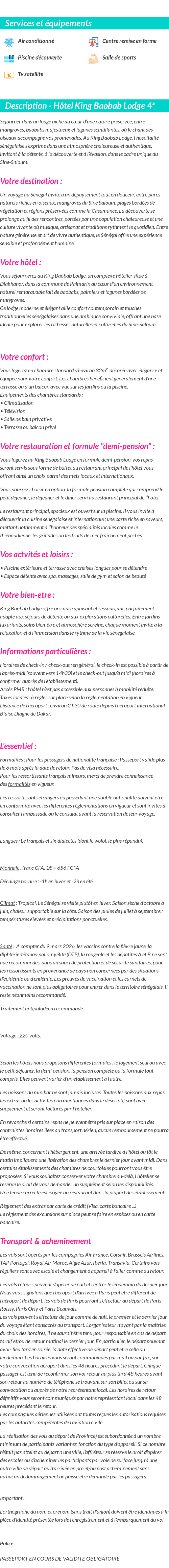 Détails du séjour