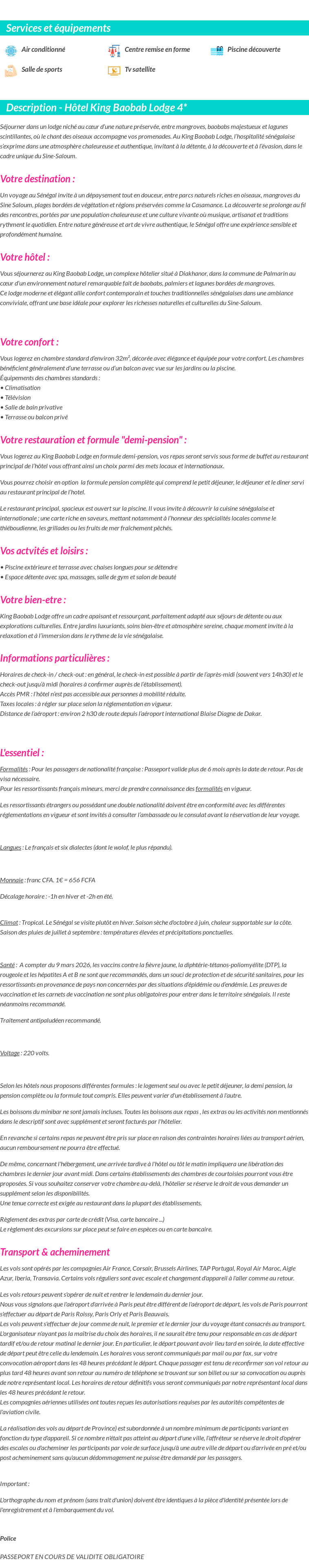 Détails du séjour