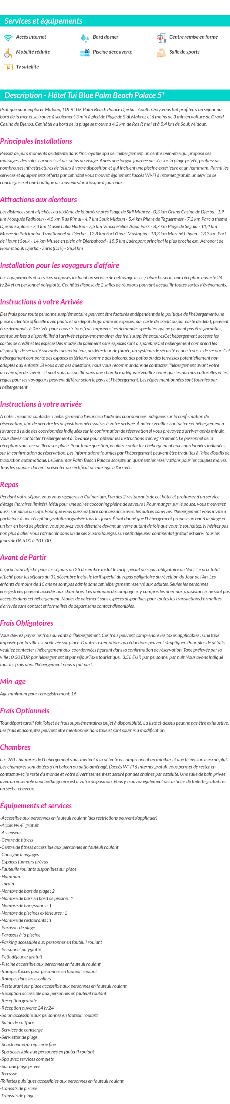 Détails du séjour