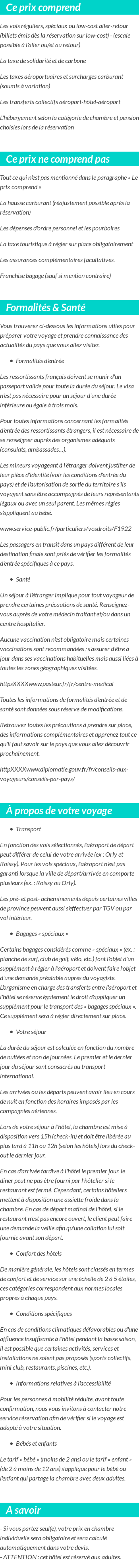 Conditions tarifaires