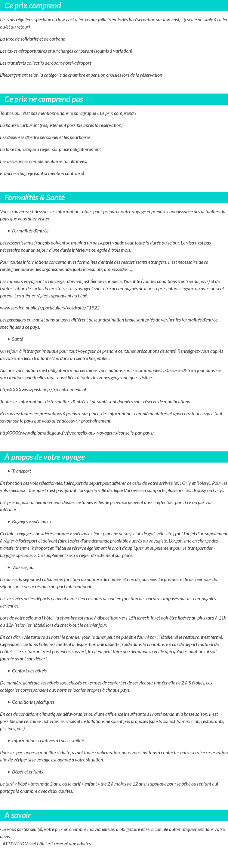 Conditions tarifaires