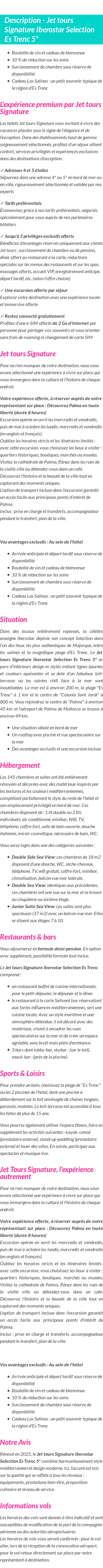 Détails du séjour