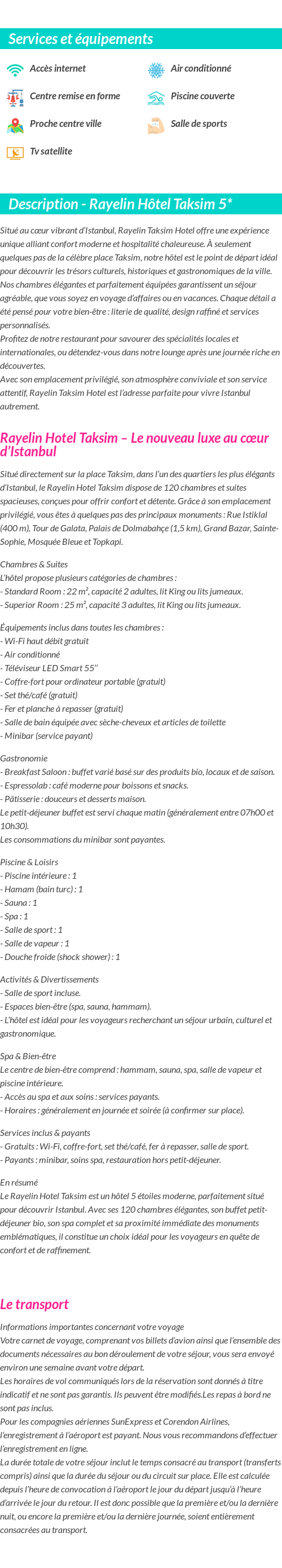 Détails du séjour