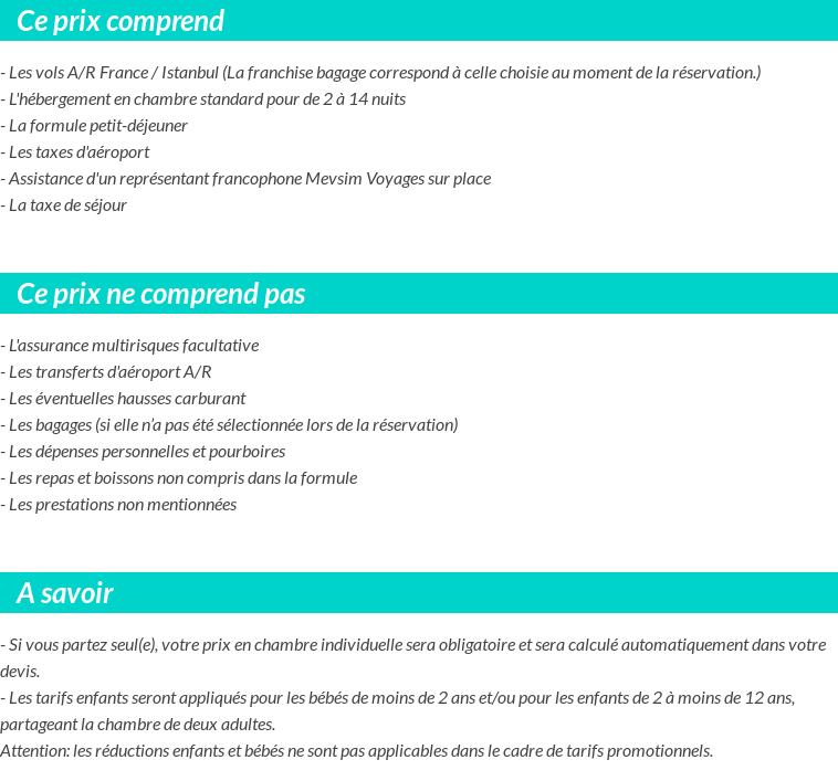Conditions tarifaires