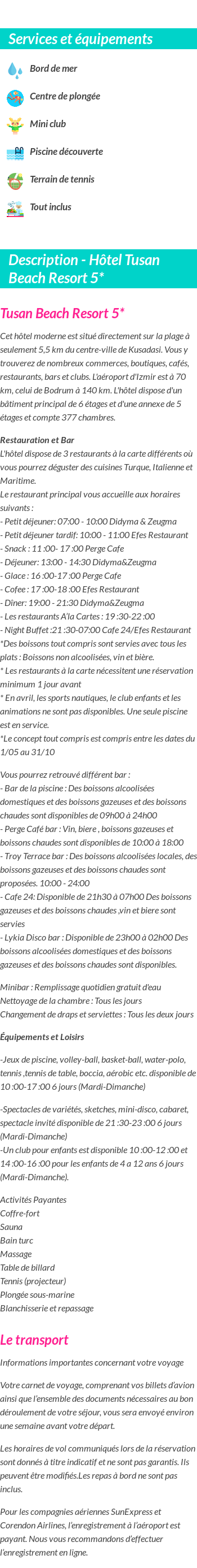 Détails du séjour