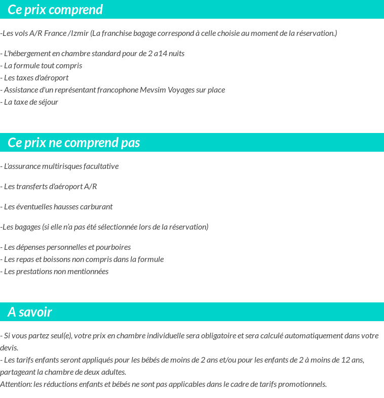 Conditions tarifaires
