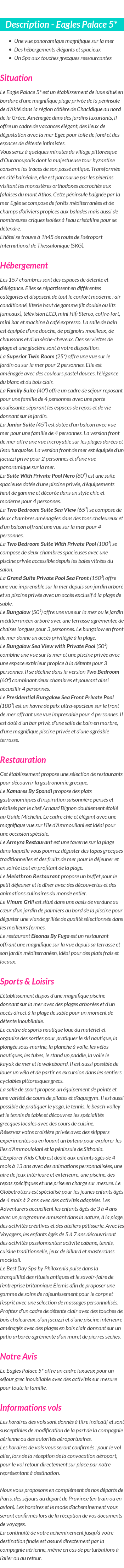 Détails du séjour