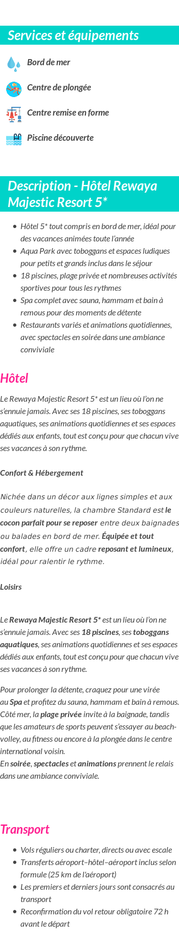 Détails du séjour