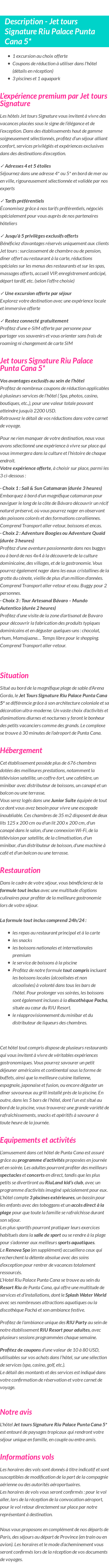 Détails du séjour