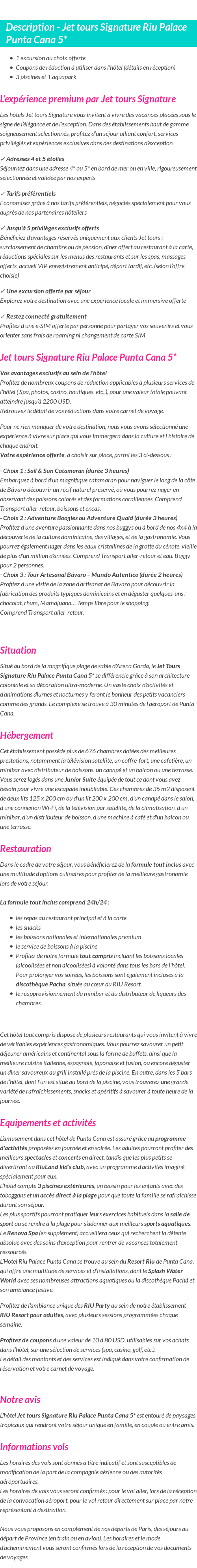 Détails du séjour
