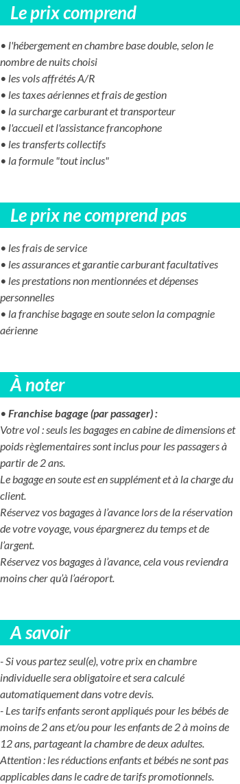 Conditions tarifaires