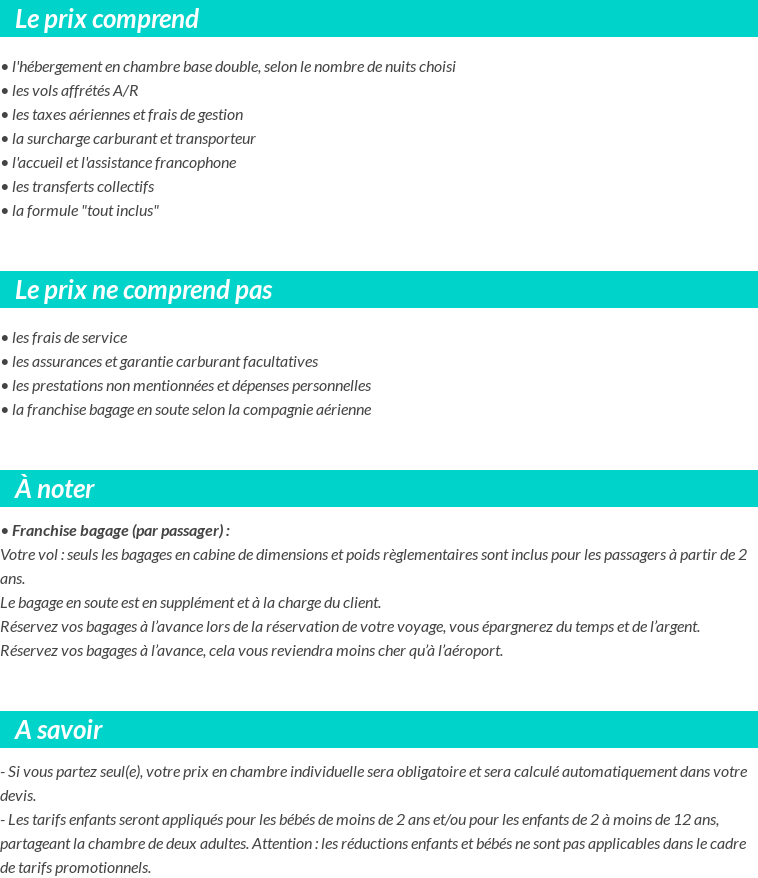 Conditions tarifaires