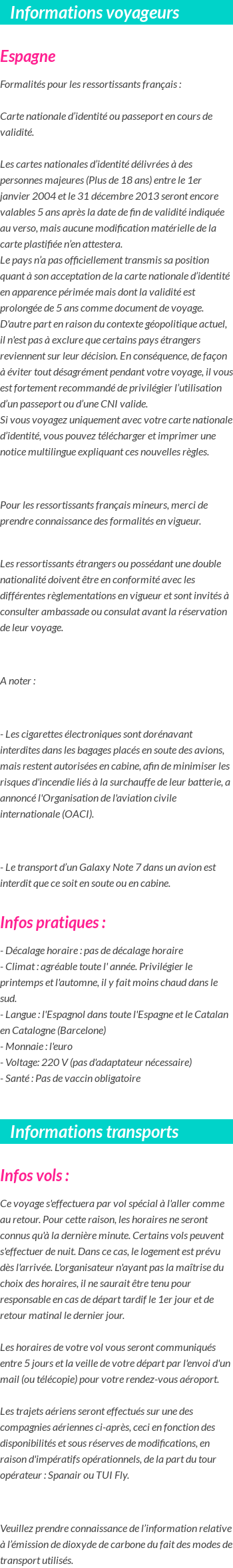 Formalités et infos voyageurs