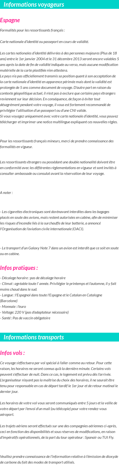 Formalités et infos voyageurs