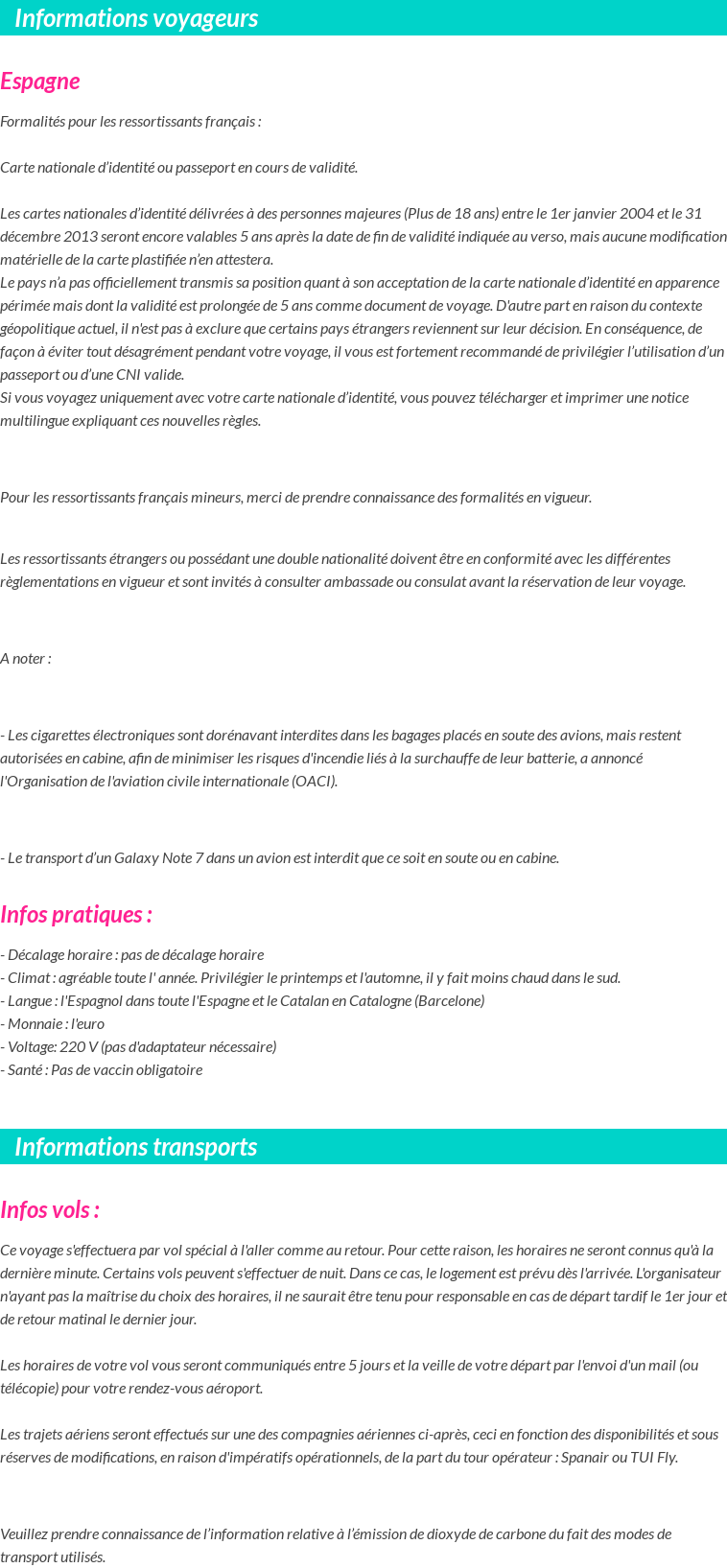 Formalités et infos voyageurs