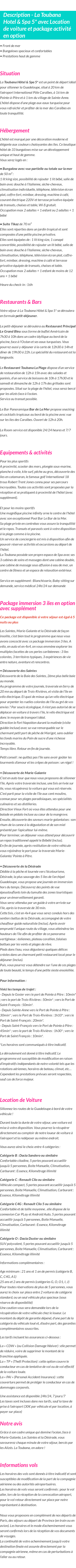 Détails du séjour