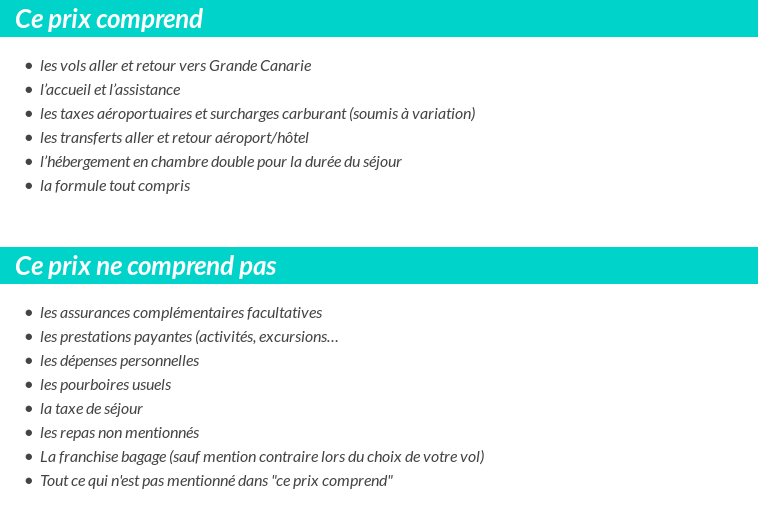 Conditions tarifaires