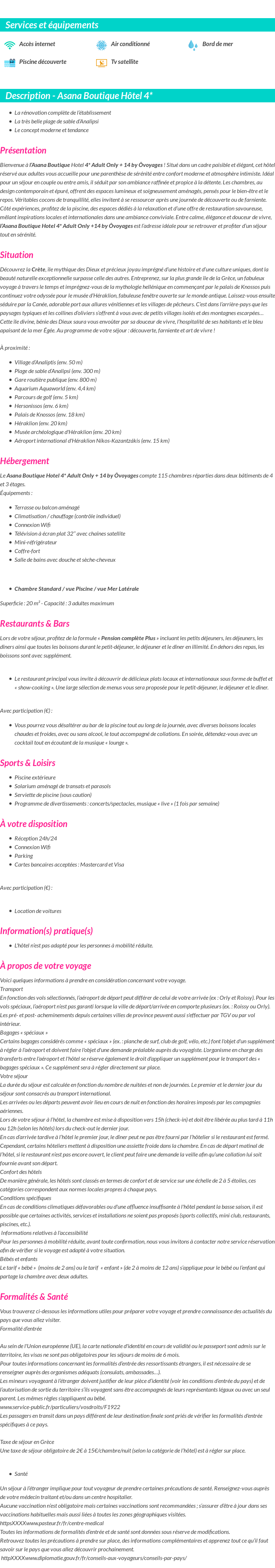 Détails du séjour