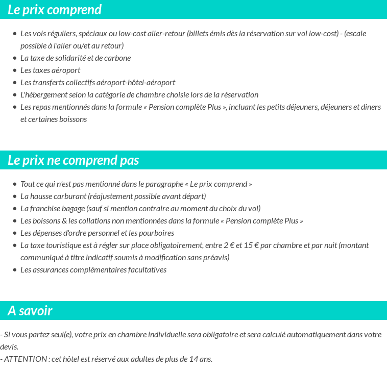Conditions tarifaires