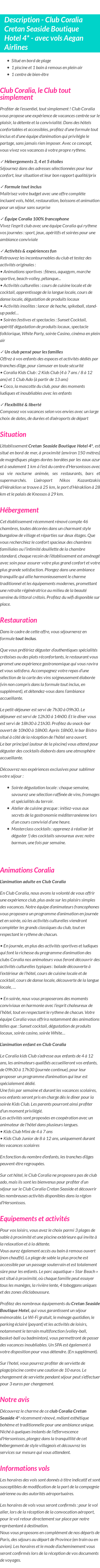 Détails du séjour
