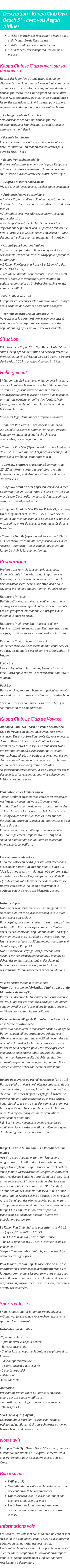 Détails du séjour