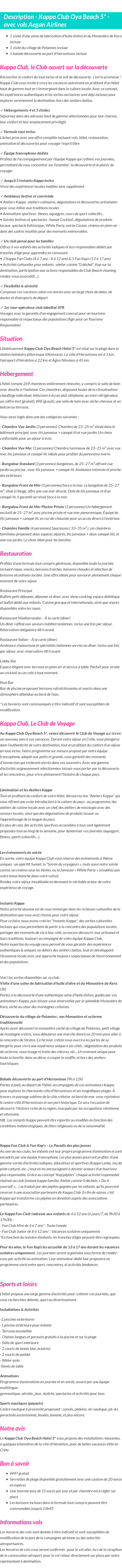 Détails du séjour